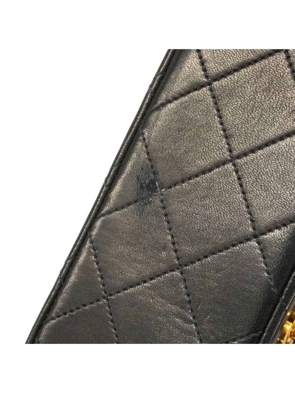 Chanel Shoulder Bag Quilted Lambskin Black Gold - Picture 9 of 13